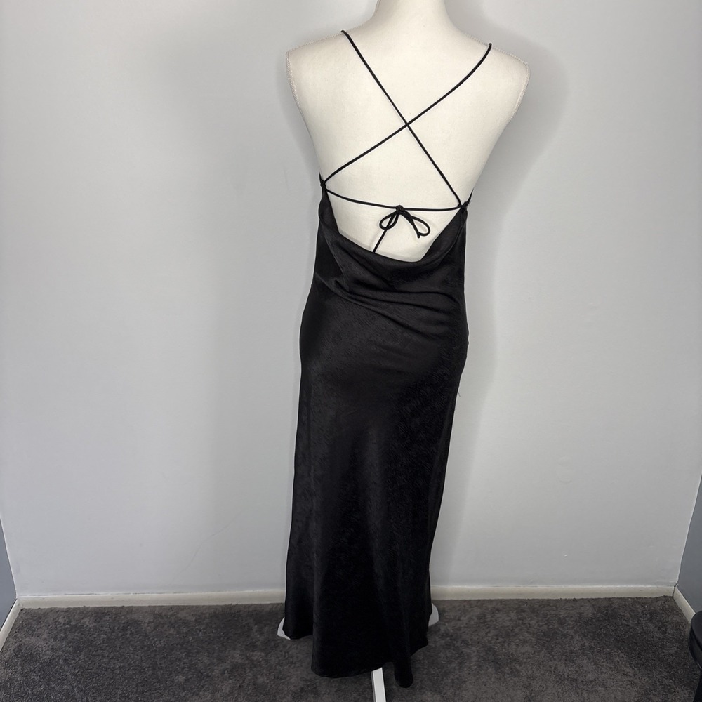 Adika Womens Satin Maxi Slip Dress Small Black Dark Fairy Whimsigoth Witchy - Picture 7 of 10
